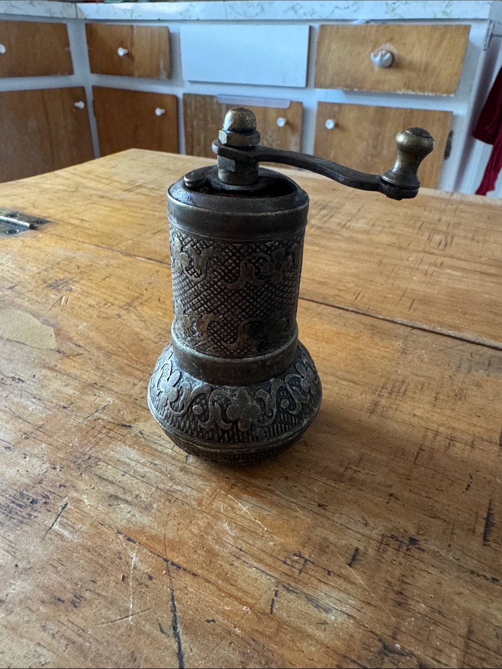 Antique-Style Turkish Brass Hand Pepper Grinder
